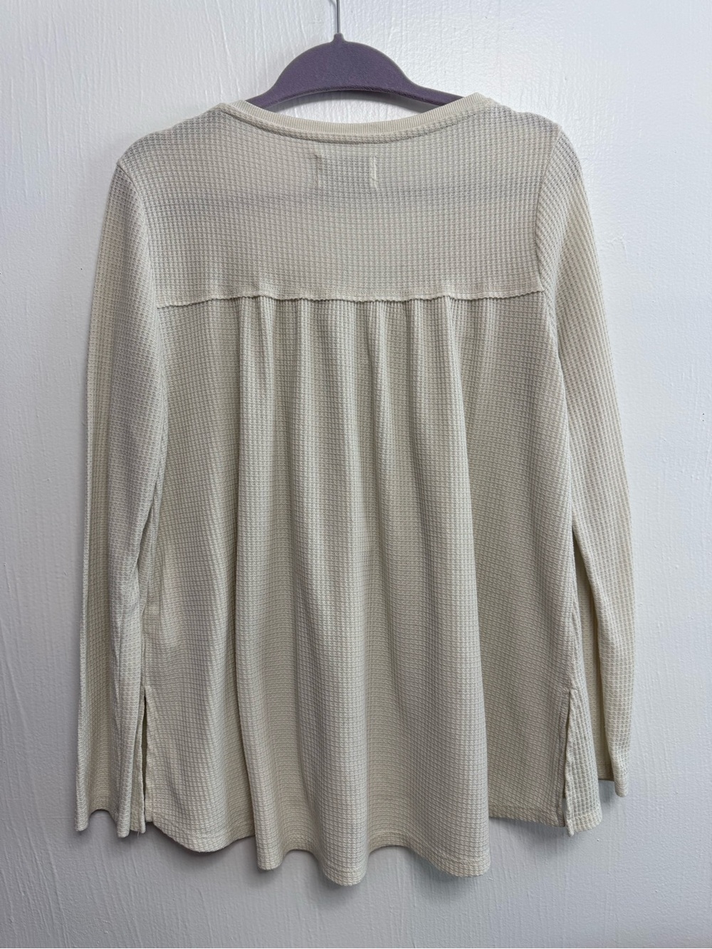 Lucky Brand Cream Waffle-Knit Henley Long Sleeve Top - Picture 3 of 7